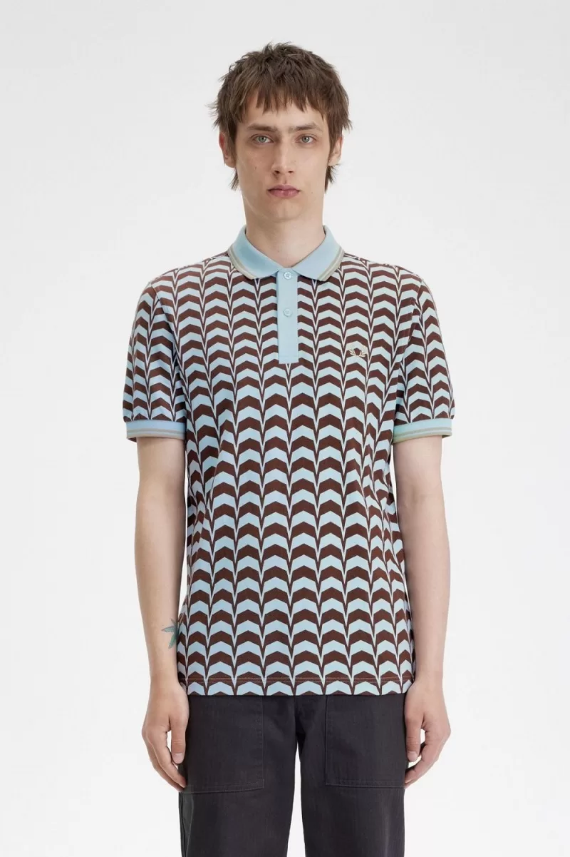 Fred Perry Bold Print Men’s Polo Shirt Turquoise | QBSRZ2689 Fred Perry Bold Print Men’s Polo Shirt Turquoise | QBSRZ2689
