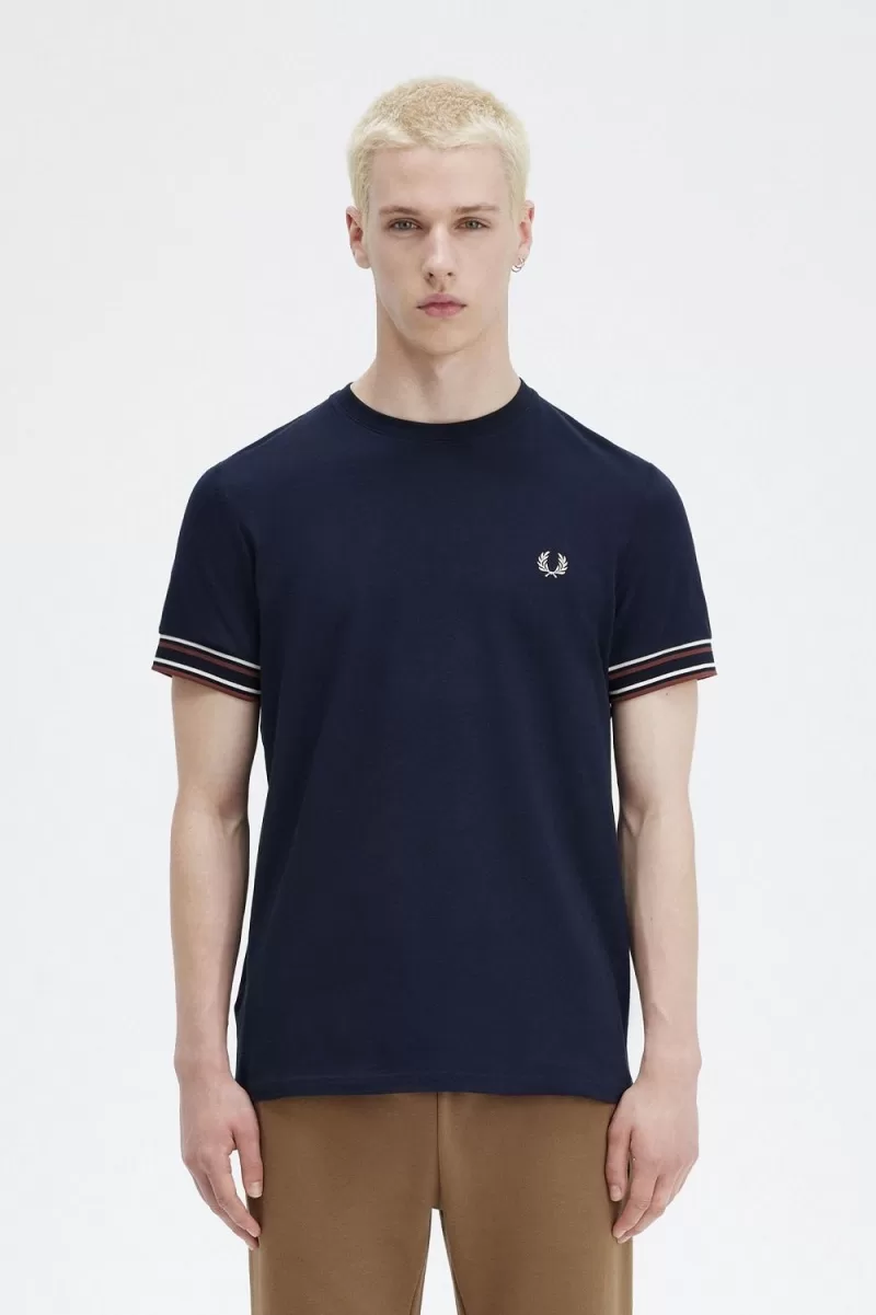 Fred Perry Bold Tipped Piqué Men’s T-Shirt Navy | MSXPC6281 Fred Perry Bold Tipped Piqué Men’s T-Shirt Navy | MSXPC6281