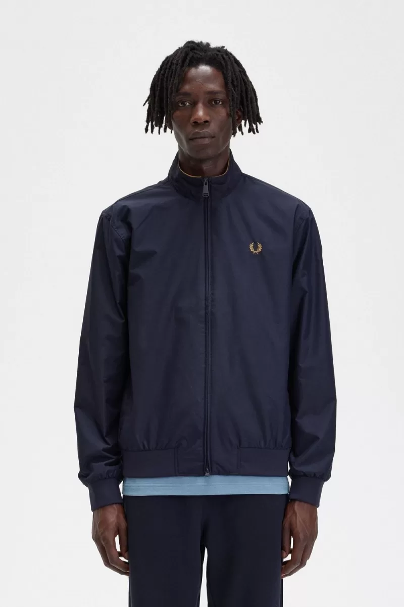 Fred Perry Brentham Men’s Jackets Navy | GKXFQ6081 Fred Perry Brentham Men’s Jackets Navy | GKXFQ6081