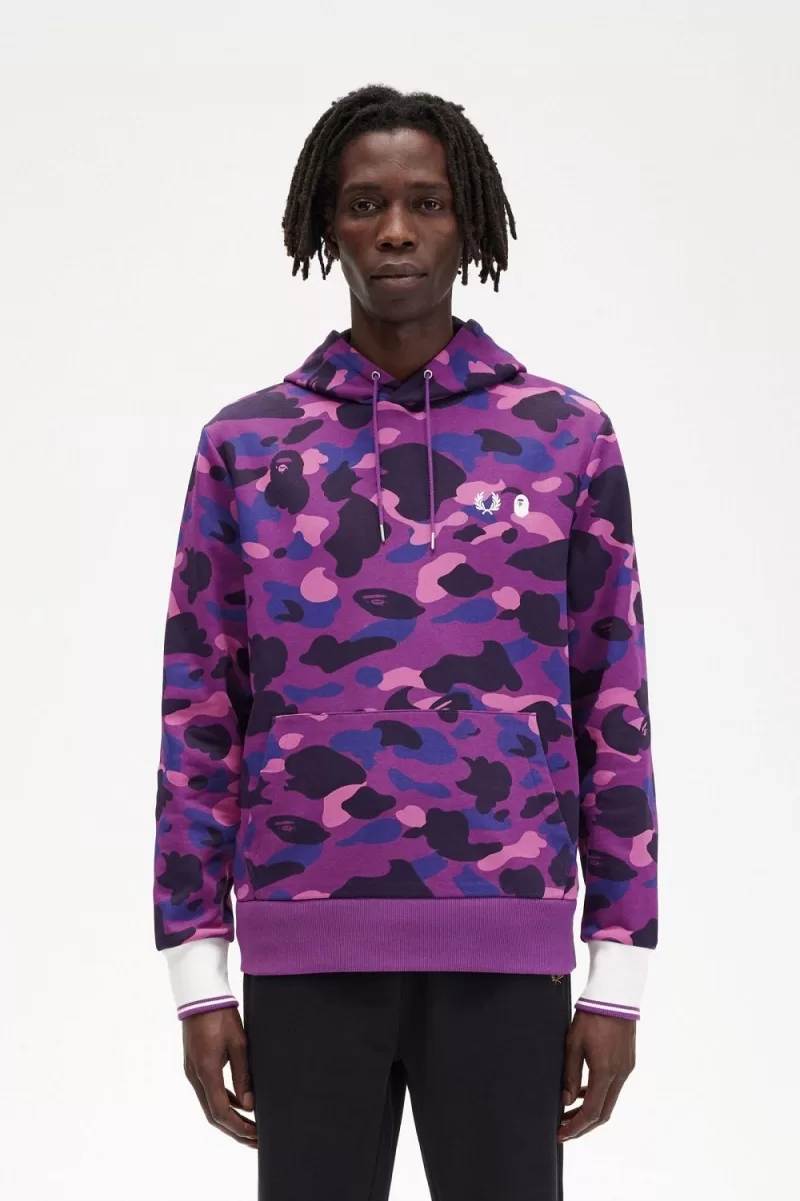 Fred Perry Camouflage Hooded Men’s Sweatshirts Purple | MZIDY9274 Fred Perry Camouflage Hooded Men’s Sweatshirts Purple | MZIDY9274