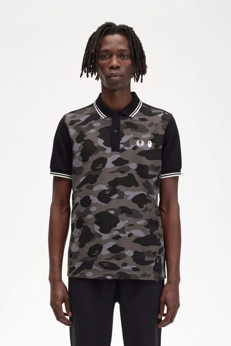 Fred Perry Camouflage Men’s Shirt Black | FUSBO7830 Fred Perry Camouflage Men’s Shirt Black | FUSBO7830