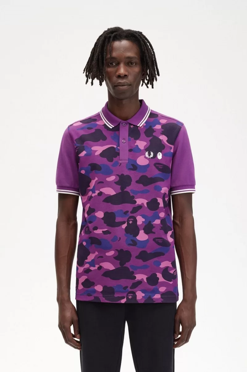 Fred Perry Camouflage Men’s Shirt Purple | POSBH3096 Fred Perry Camouflage Men’s Shirt Purple | POSBH3096