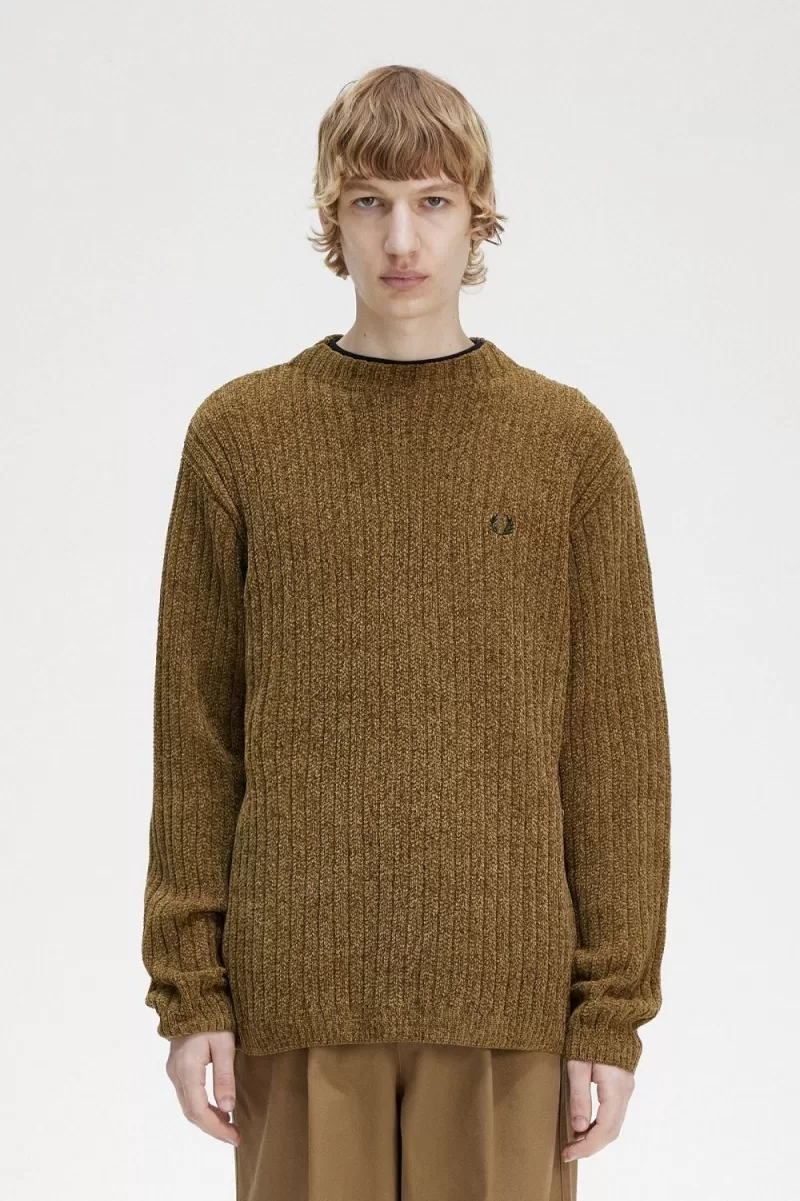 Fred Perry Chenille Rib Men’s Jumper Brown | RLSZI3097 Fred Perry Chenille Rib Men’s Jumper Brown | RLSZI3097