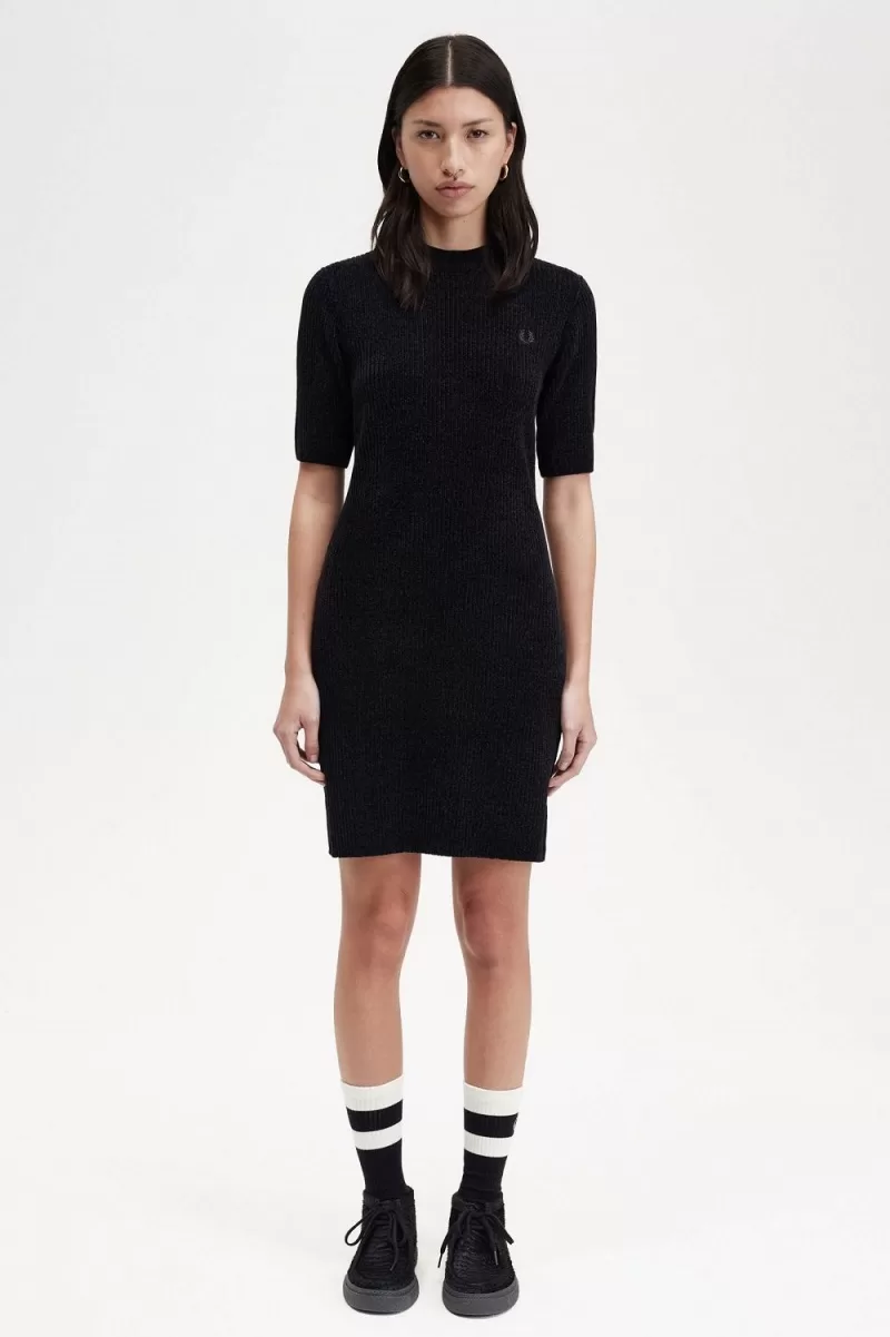 Fred Perry Chenille Rib Women’s Dress Black | NRCJY1376 Fred Perry Chenille Rib Women’s Dress Black | NRCJY1376