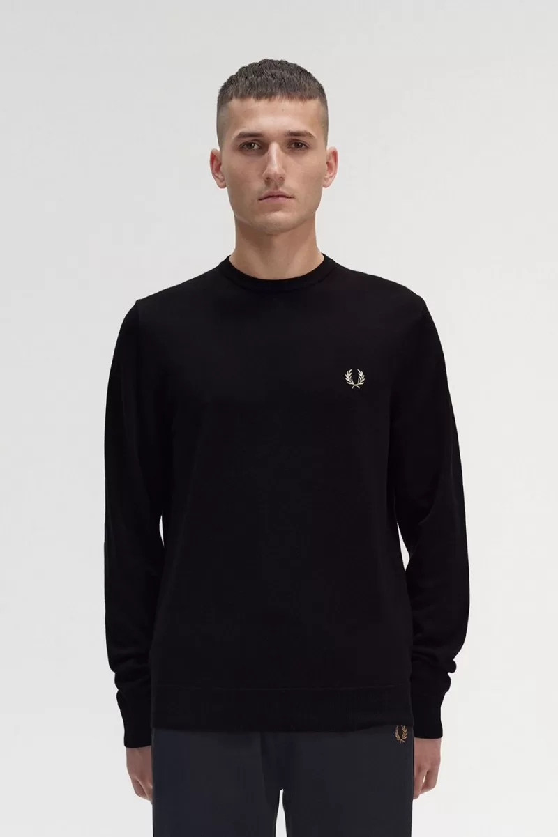 Fred Perry Classic Crew Neck Men’s Jumper Black | ELWFK0689 Fred Perry Classic Crew Neck Men’s Jumper Black | ELWFK0689