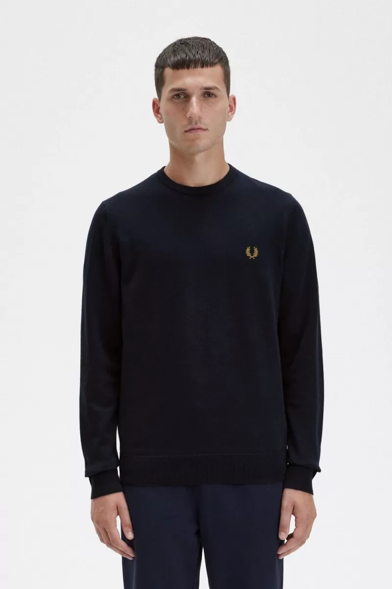 Fred Perry Classic Crew Neck Men’s Jumper Navy | SFIPT2647 Fred Perry Classic Crew Neck Men’s Jumper Navy | SFIPT2647