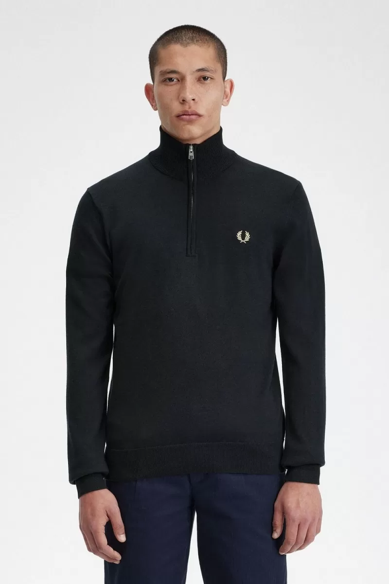 Fred Perry Classic Half Zip Men’s Jumper Black | KJLQS0637 Fred Perry Classic Half Zip Men’s Jumper Black | KJLQS0637