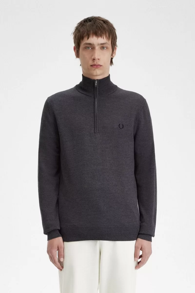 Fred Perry Classic Half Zip Men’s Jumper Dark Grey Marl | VCJDX1735 Fred Perry Classic Half Zip Men’s Jumper Dark Grey Marl | VCJDX1735