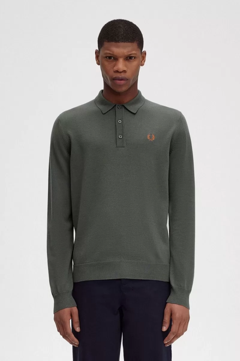 Fred Perry Classic Knitted Men’s Shirt Field Green | KHVQS6549 Fred Perry Classic Knitted Men’s Shirt Field Green | KHVQS6549