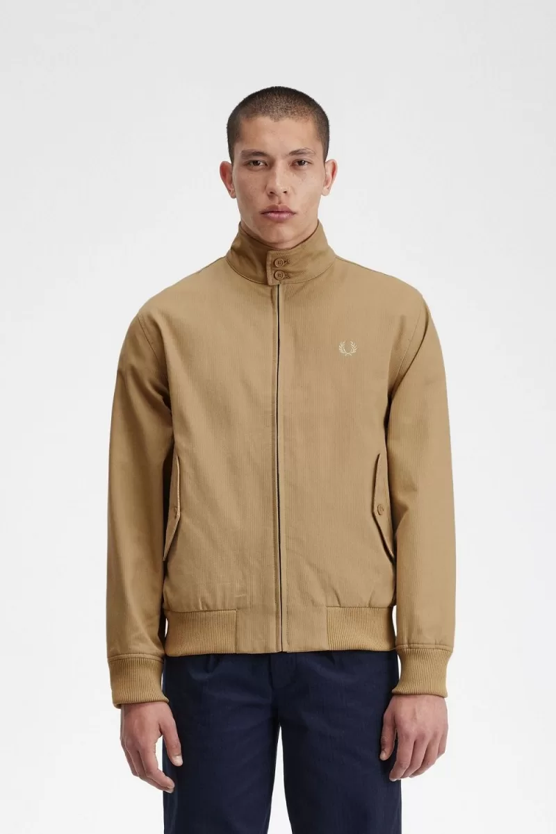 Fred Perry Corduroy Harrington Mens Jackets Green KWNEO9627 - Fred Perry Corduroy Harrington Men's Jackets Green | KWNEO9627