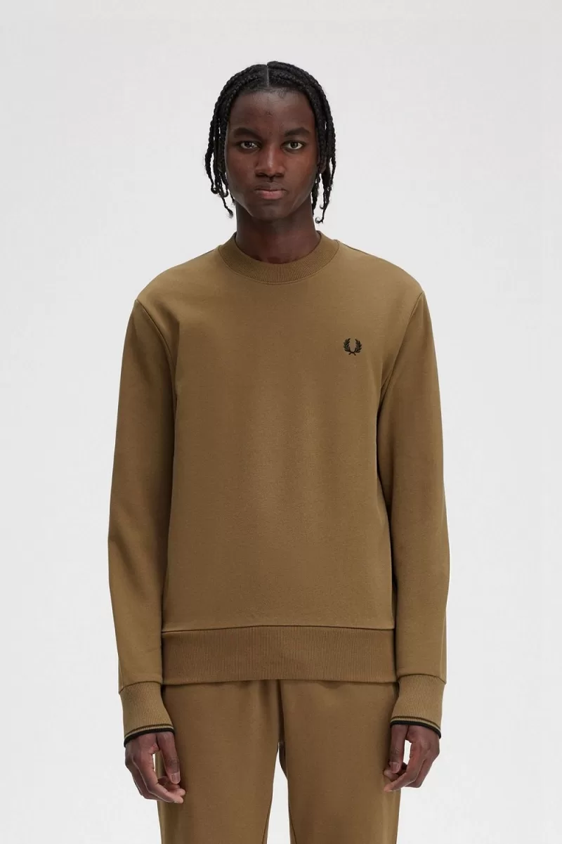 Fred Perry Crew Neck Men’s Sweatshirts Brown Burnt Tobacco | MDXFI9186 Fred Perry Crew Neck Men’s Sweatshirts Brown Burnt Tobacco | MDXFI9186