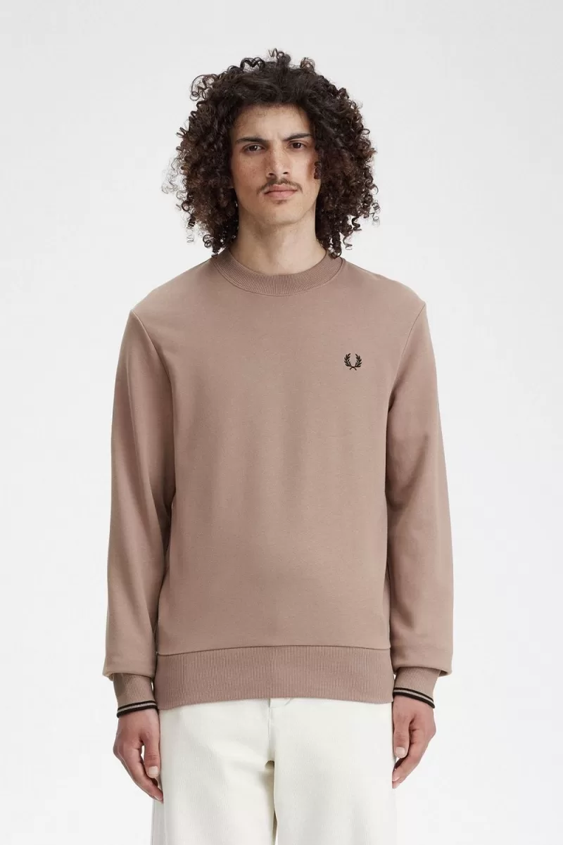 Fred Perry Crew Neck Men’s Sweatshirts Dark Pink Black | RWOAM5198 Fred Perry Crew Neck Men’s Sweatshirts Dark Pink Black | RWOAM5198