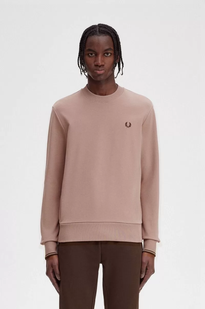Fred Perry Crew Neck Men’s Sweatshirts Dark Pink | PBGNV7602 Fred Perry Crew Neck Men’s Sweatshirts Dark Pink | PBGNV7602