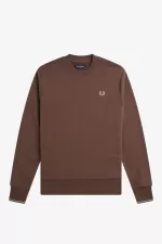 Fred Perry Crew Neck Men’s Sweatshirts Dark Red Warm Grey | SOJYB3974