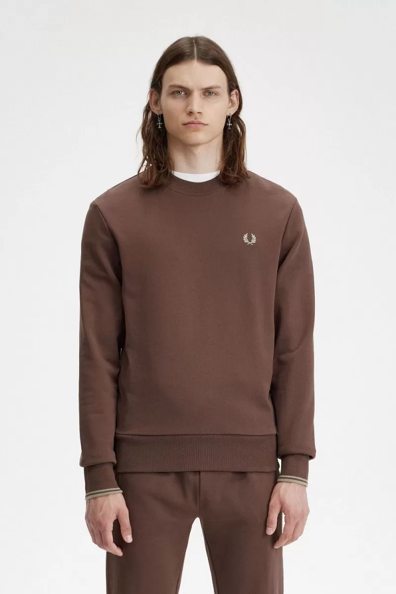 Fred Perry Crew Neck Men’s Sweatshirts Dark Red Warm Grey | SOJYB3974 Fred Perry Crew Neck Men’s Sweatshirts Dark Red Warm Grey | SOJYB3974