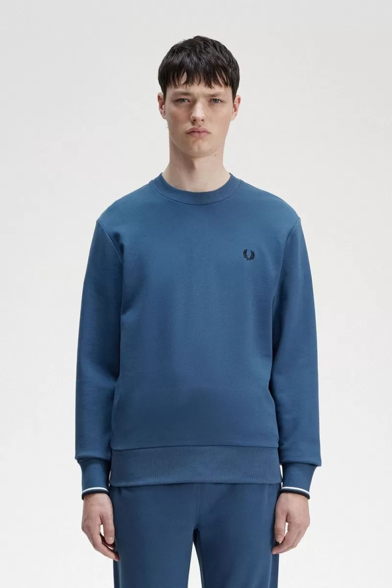 Fred Perry Crew Neck Men’s Sweatshirts Midnight Blue | MOHYB3084 Fred Perry Crew Neck Men’s Sweatshirts Midnight Blue | MOHYB3084