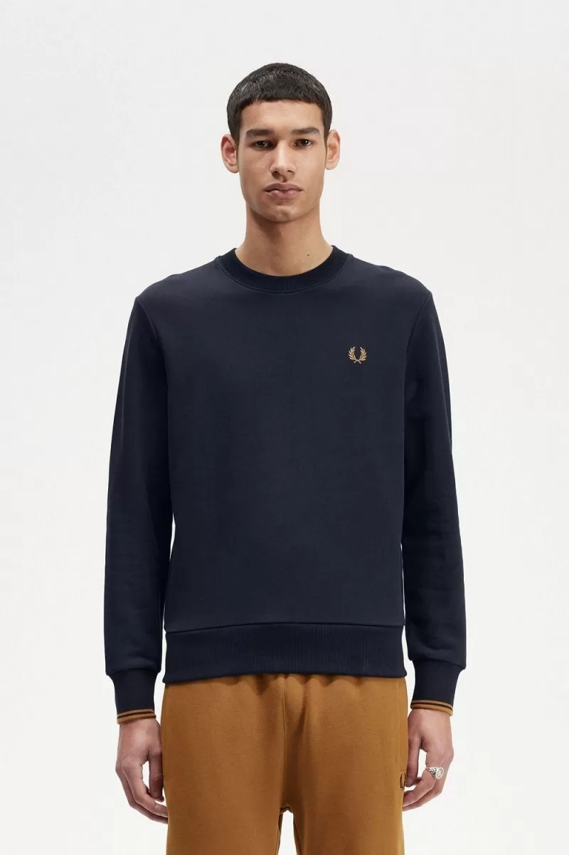 Fred Perry Crew Neck Men’s Sweatshirts Navy Dark Coffee | ZLVRI0358 Fred Perry Crew Neck Men’s Sweatshirts Navy Dark Coffee | ZLVRI0358