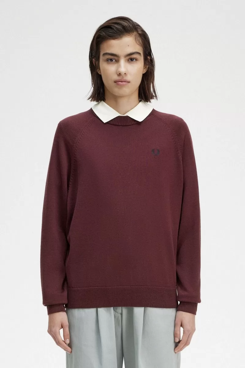 Fred Perry Crew Neck Women’s Jumper Oxblood | HVJMA2038 Fred Perry Crew Neck Women’s Jumper Oxblood | HVJMA2038