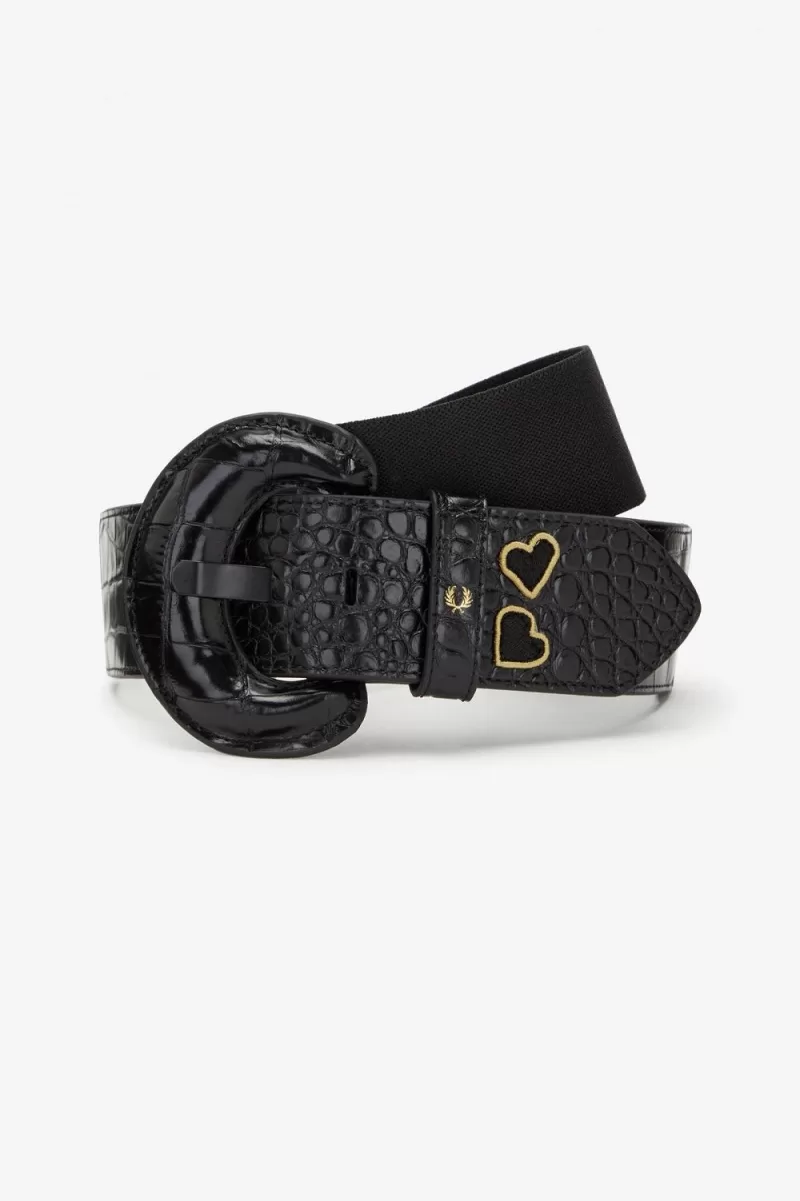 Fred Perry Elasticated Leather Women’s Belts Black | STHBZ9078 Fred Perry Elasticated Leather Women’s Belts Black | STHBZ9078
