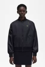 Fred Perry Embroidered Bomber Women’s Jackets Black | EFUWG6831