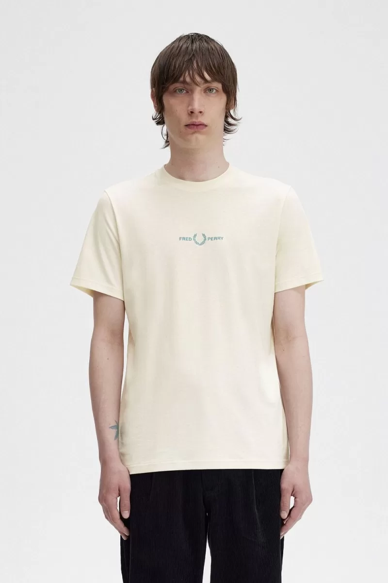 Fred Perry Embroidered Men’s T-Shirt Beige | SJFQH8671 Fred Perry Embroidered Men’s T-Shirt Beige | SJFQH8671