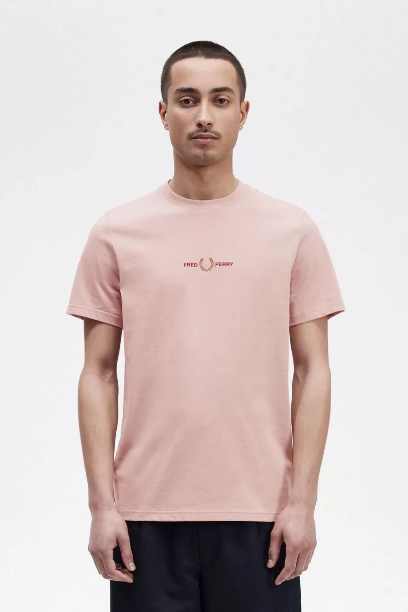 Fred Perry Embroidered Men’s T-Shirt Dusty Rose Pink | JVMKX3597 Fred Perry Embroidered Men’s T-Shirt Dusty Rose Pink | JVMKX3597