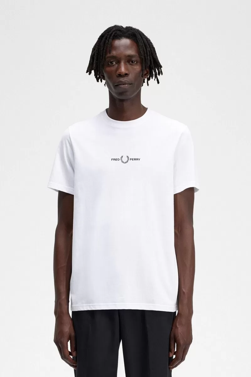 Fred Perry Embroidered Men’s T-Shirt White | UODEJ4026 Fred Perry Embroidered Men’s T-Shirt White | UODEJ4026