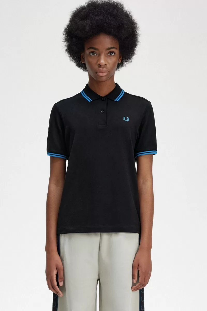 Fred Perry G3600 Women’s Shirt Black Cyber Blue Cyber Blue | HRPEO4650 Fred Perry G3600 Women’s Shirt Black Cyber Blue Cyber Blue | HRPEO4650