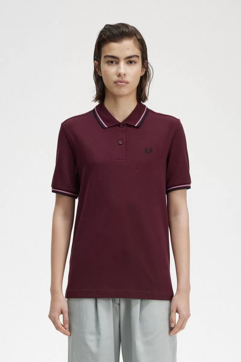 Fred Perry G3600 Women’s Shirt Oxblood Dusty Rose Pink Black | NCJPS3290 Fred Perry G3600 Women’s Shirt Oxblood Dusty Rose Pink Black | NCJPS3290