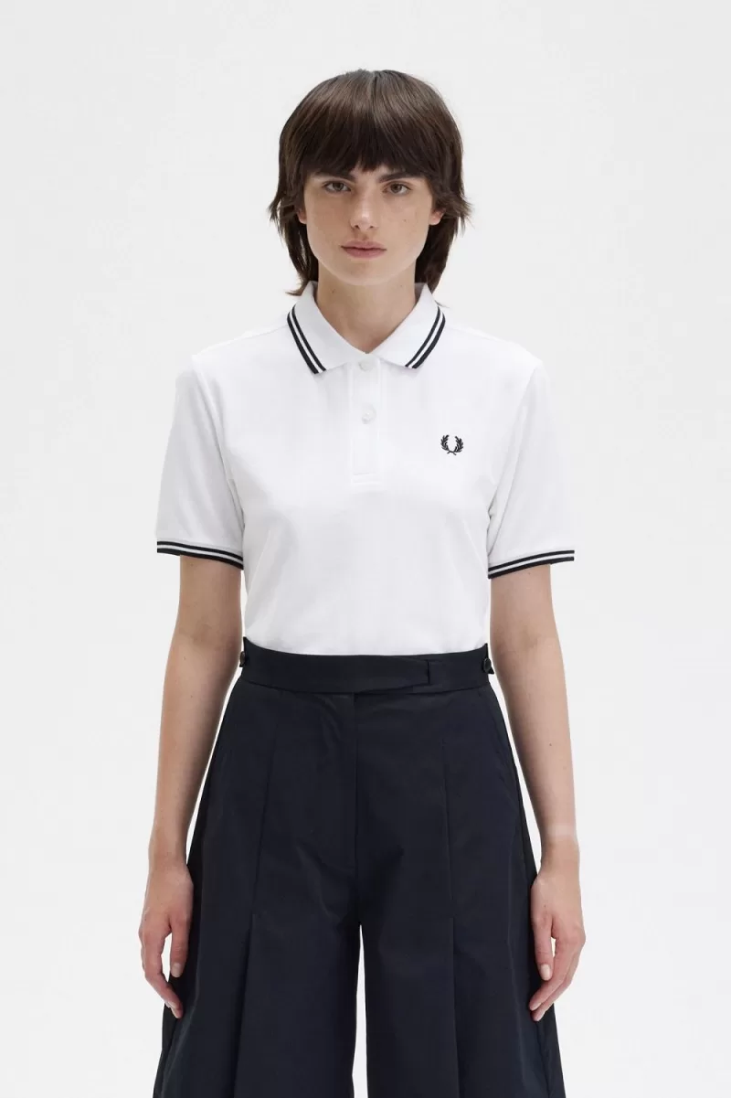 Fred Perry G3600 Women’s Shirt White Black | VHKGX2908 Fred Perry G3600 Women’s Shirt White Black | VHKGX2908