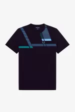 Fred Perry Glitch Print Men’s T-Shirt Navy | HRIEG9562