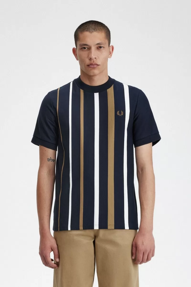 Fred Perry Gradient Stripe Men’s T-Shirt Navy | PSKGD8403 Fred Perry Gradient Stripe Men’s T-Shirt Navy | PSKGD8403