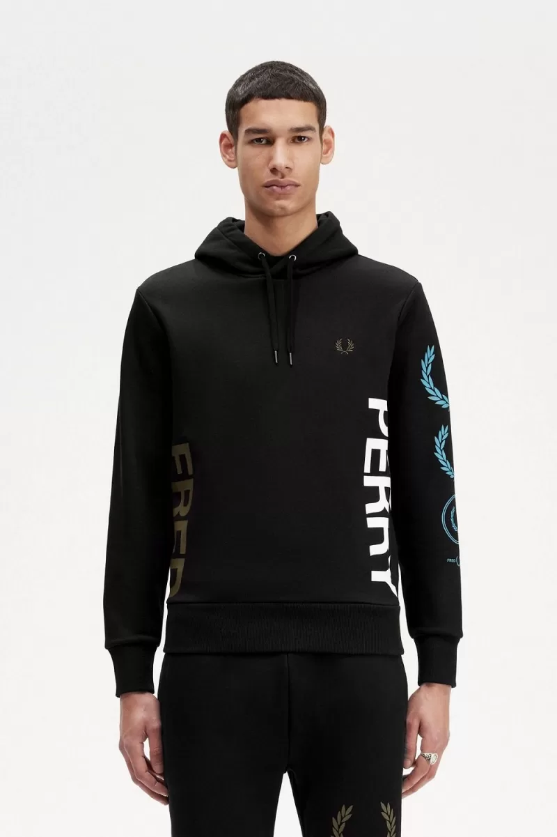 Fred Perry Graphic Branding Hooded Men’s Sweatshirts Black | ZYFCO7235 Fred Perry Graphic Branding Hooded Men’s Sweatshirts Black | ZYFCO7235
