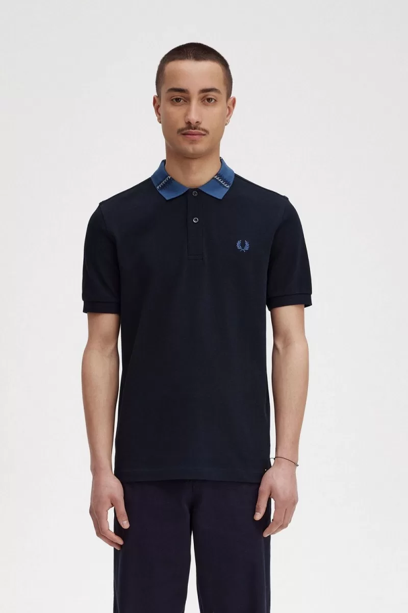 Fred Perry Graphic Collar Men’s Polo Shirt Navy | EHMRG2956 Fred Perry Graphic Collar Men’s Polo Shirt Navy | EHMRG2956