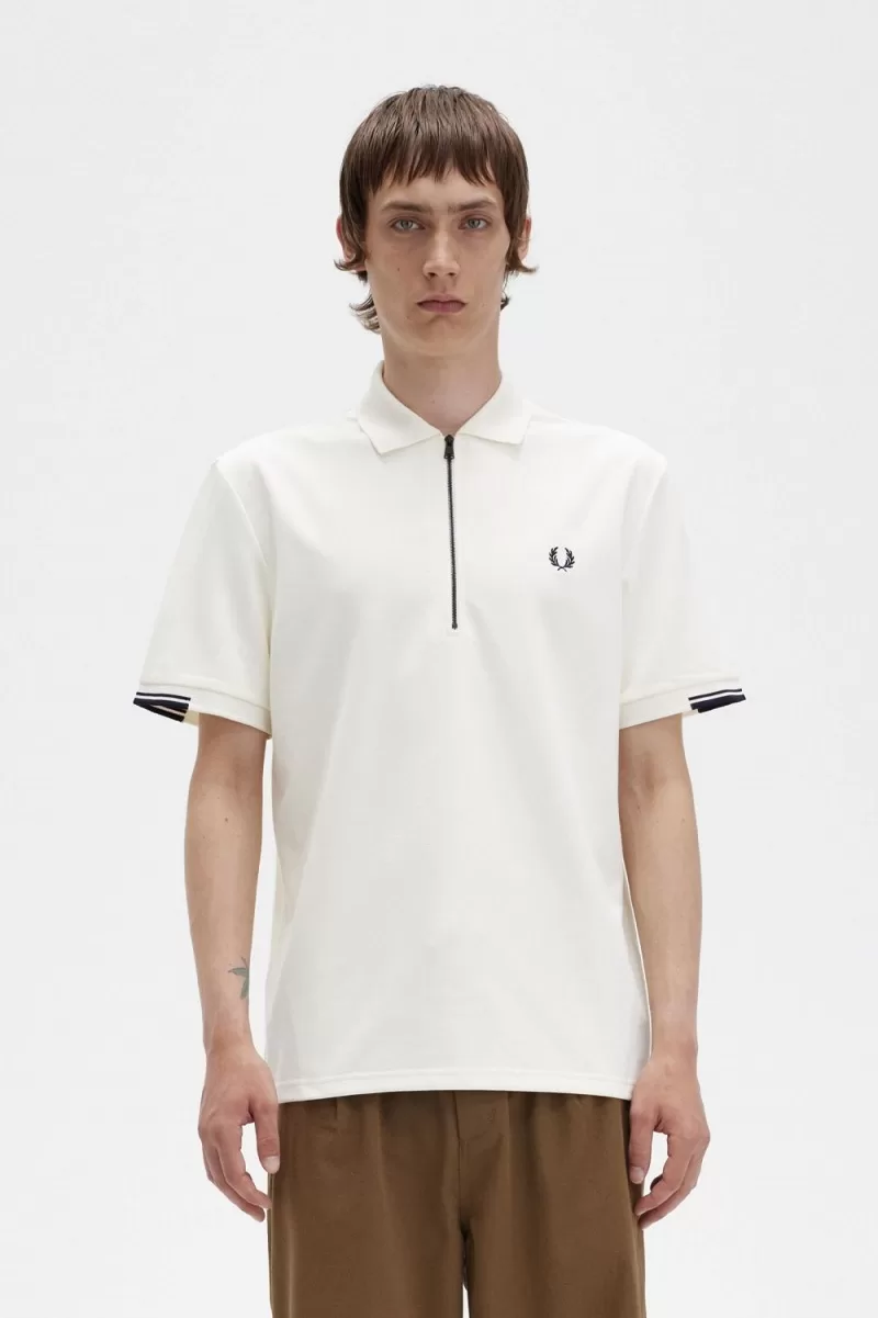 Fred Perry Half Zip Men’s Polo Shirt Beige | BOQYU3270 Fred Perry Half Zip Men’s Polo Shirt Beige | BOQYU3270