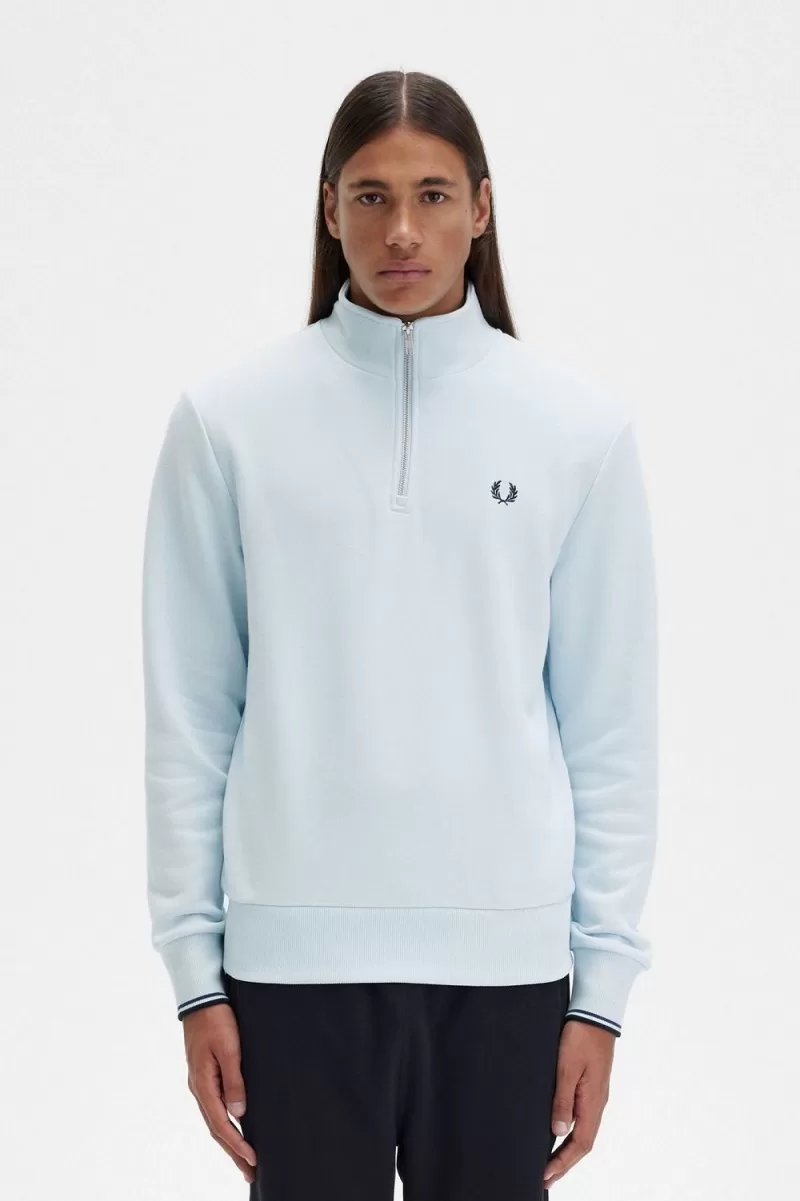 Fred Perry Half Zip Men’s Sweatshirts Light Aqua | EOFSB7103 Fred Perry Half Zip Men’s Sweatshirts Light Aqua | EOFSB7103