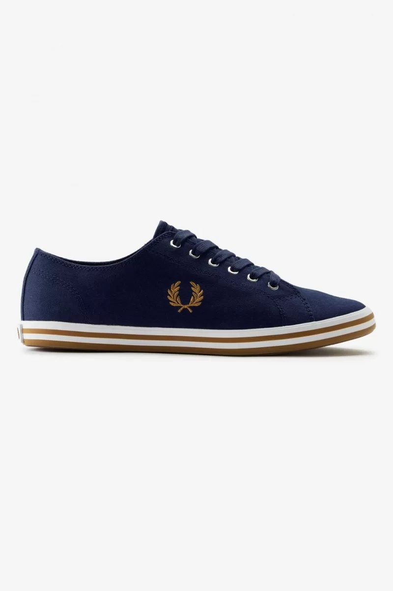 Fred Perry Kingston Mens Plimsolls French Navy TVOXI7483 - Fred Perry Kingston Men's Plimsolls French Navy | TVOXI7483