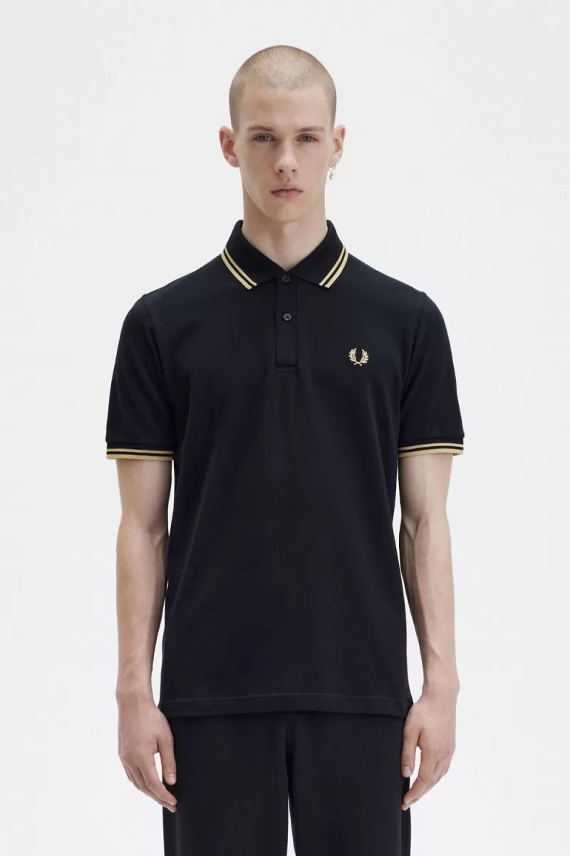 Fred Perry M12 Men’s Shirt Black Champagne | JOBZQ6739 Fred Perry M12 Men’s Shirt Black Champagne | JOBZQ6739