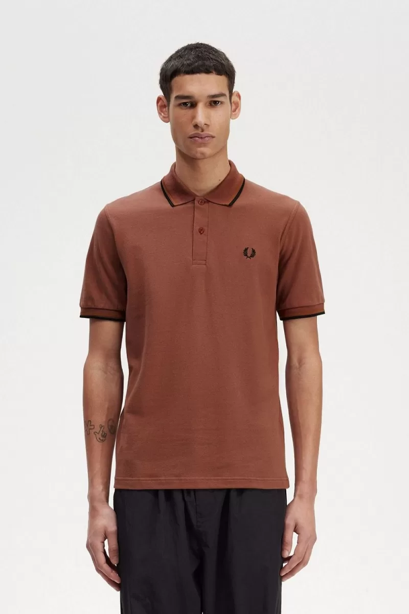 Fred Perry M12 Men’s Shirt Whisky Brown Dark Coffee Black | COQTP1048 Fred Perry M12 Men’s Shirt Whisky Brown Dark Coffee Black | COQTP1048