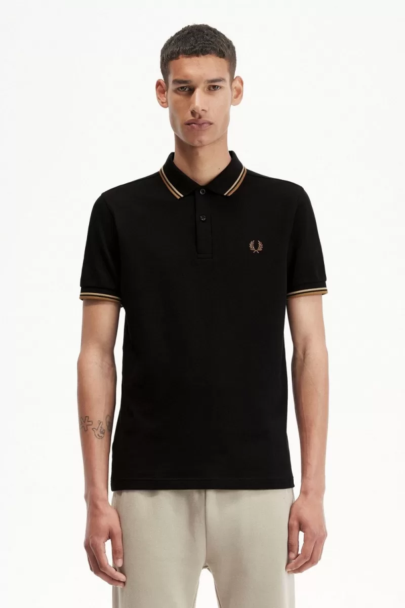 Fred Perry M3600 Men’s Shirt Black Green Brown | ZNMUV7054 Fred Perry M3600 Men’s Shirt Black Green Brown | ZNMUV7054