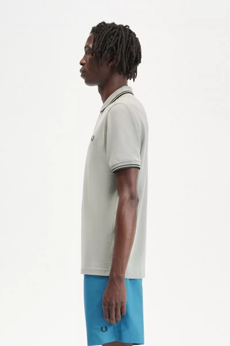 Fred Perry M3600 Mens Shirt Grey Black WVSMA9216 1 - Fred Perry M3600 Men's Shirt Grey Black | WVSMA9216