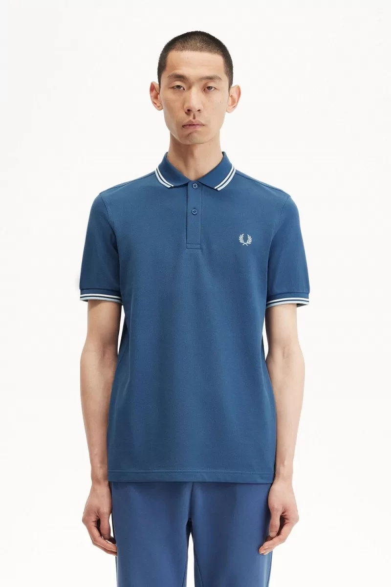 Fred Perry M3600 Men’s Shirt Midnight Blue Beige Light Aqua | UFBTR4835 Fred Perry M3600 Men’s Shirt Midnight Blue Beige Light Aqua | UFBTR4835