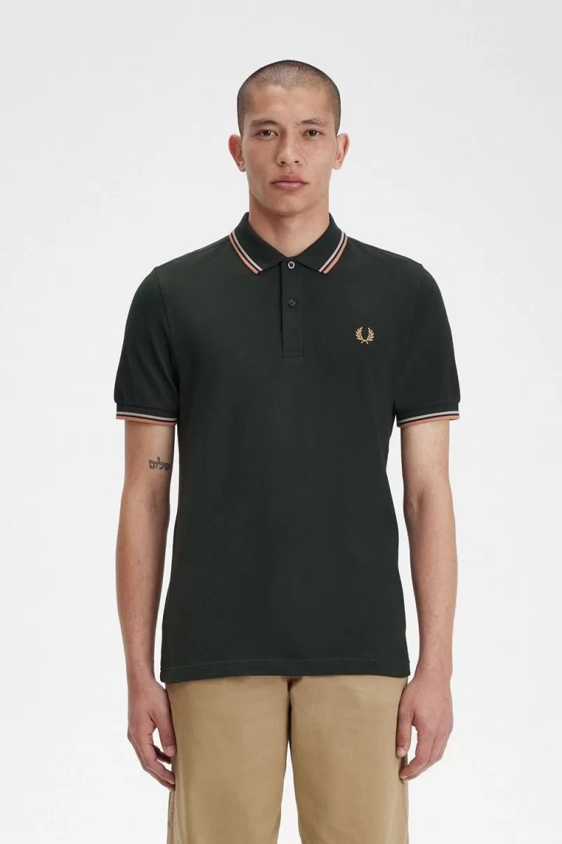 Fred Perry M3600 Men’s Shirt Night Green Warm Grey Light Rust | SHAYV7104 Fred Perry M3600 Men’s Shirt Night Green Warm Grey Light Rust | SHAYV7104