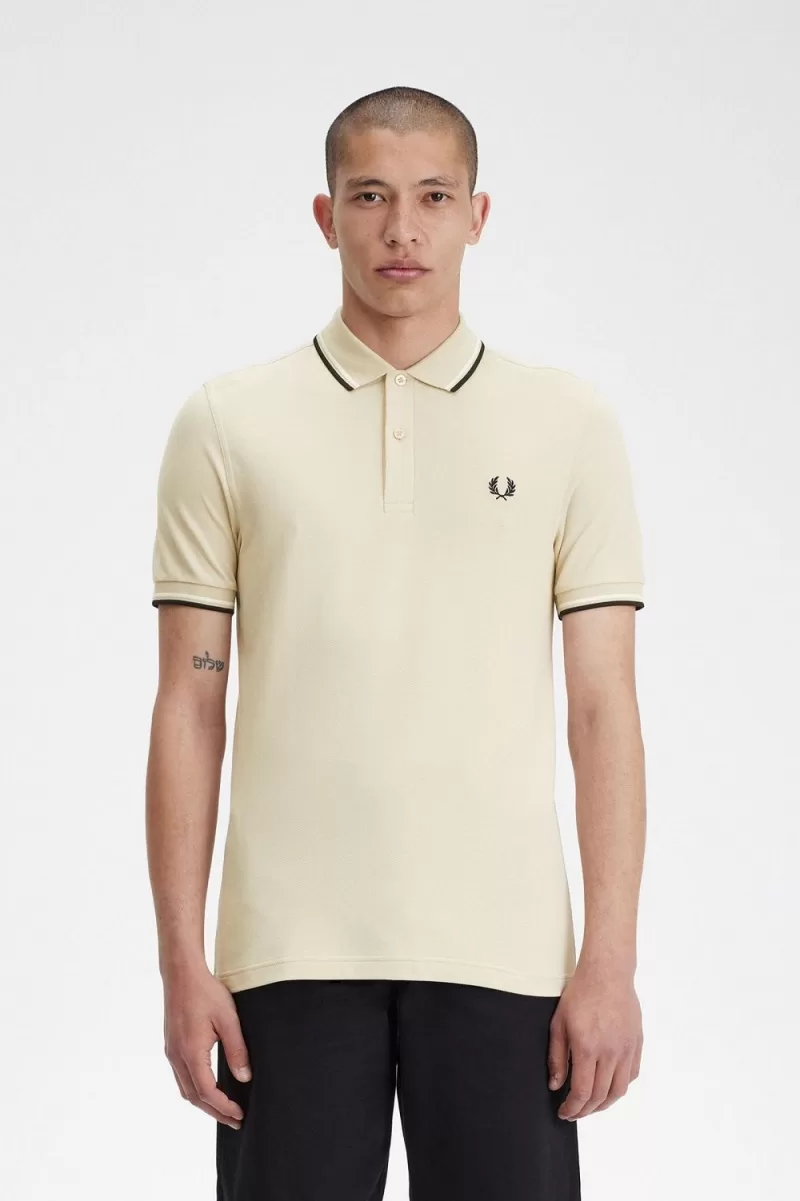 Fred Perry M3600 Men’s Shirt Oatmeal Beige Black | TLUWQ6805 Fred Perry M3600 Men’s Shirt Oatmeal Beige Black | TLUWQ6805