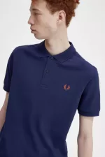 Fred Perry M6000 Men’s Shirt French Navy Whisky Brown | UCOGJ7098
