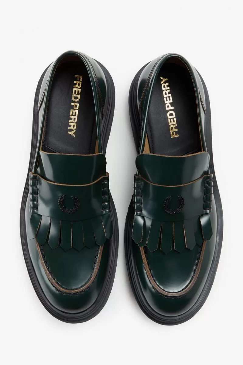 Fred Perry Mens Loafers Night Green TUHGY5901 1 - Fred Perry Men's Loafers Night Green | TUHGY5901