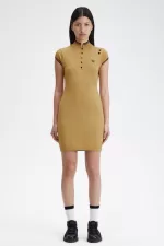 Fred Perry Metallic Knitted Women’s Dress 1964 Gold | VZBAW0819