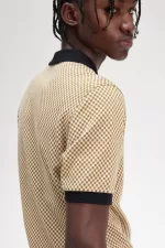 Fred Perry Micro Chequerboard Men’s Polo Shirt Oatmeal Dark Coffee | YWLSX3950