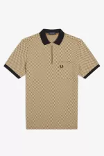 Fred Perry Micro Chequerboard Men’s Polo Shirt Oatmeal Dark Coffee | YWLSX3950