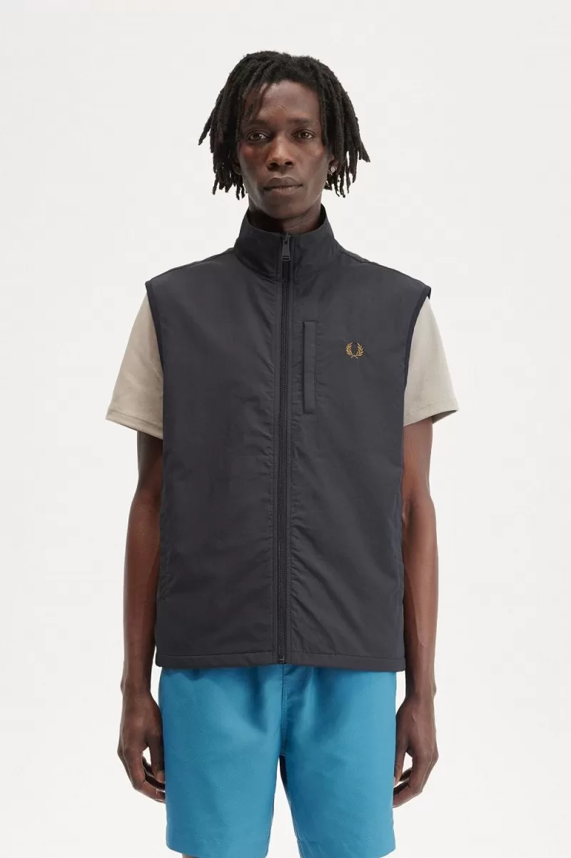 Fred Perry Nylon Men’s Vest Anchor Grey | UJWNT1736 Fred Perry Nylon Men’s Vest Anchor Grey | UJWNT1736